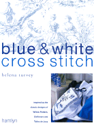 blue and white cross stitch inspired by the classic designs of willow patte