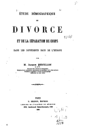 tude dmographique du divorce et de la sparation de corps dans les diffrents pays de l'Europe