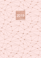 2019: A5 Diary Planner Journal WO2P Week on 2 Pages Horizontal Layout Geometric Rose Gold Design