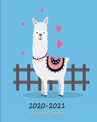 2020 - 2021 Weekly Planner: Alpaca & Llama Diary and Appointment Scheduling Book with To Do List - UK Edition - Alpaca Blue - Dot, Red