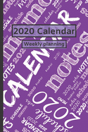 2020 Calendar: Weekly planning