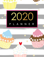 2020 Planner: January-December 2020 12-monthly Calendar Schedule Organizer with Inspirational Quotes Unique Customized Cover-Themed Colored Interior Border Volume 13 Colorful Cupcakes Floral Design 8.5x 11 inches, 30 pages