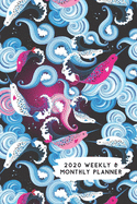 2020 Weekly & Monthly Planner: Narwhal Fuchsia & Blue Ocean Waves Themed Calendar & Journal