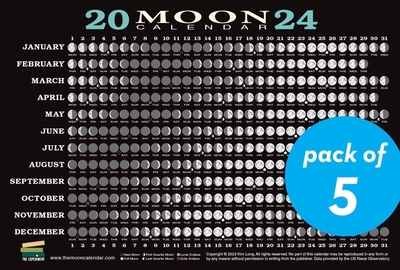 2024 Moon Calendar Card (5 pack): Lunar Phases, Eclipses, and More! - Long, Kim