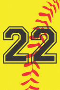 22 Journal: A Softball Jersey Number #22 Twenty Two Notebook For Writing And Notes: Great Personalized Gift For All Players, Coaches, And Fans (Yellow Red Black Ball Print)