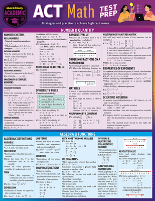 ACT Math Test Prep: A Quickstudy Laminated Reference Guide - Reiss, Stephen