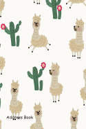 Address Book: Include Alphabetical Index with Cute Alpaca and Cactus Seamless Cover