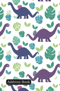 Address Book: Include Alphabetical Index with Seamless Pattern with Colourful Dinosaurs Cover