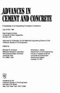 Advances in Cement and Concrete: Proceedings of an Engineering Foundation Conference, July 24-29, 1994, New England Center, University of New Hampshire, Durham, NH - Engineering Foundation