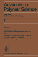 Advances in Polymer Science: Fortschritte Der Hochpolymeren-Forschung