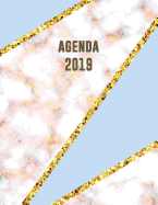 Agenda 2019: Agenda Settimanale Con Calendario 2019 - Mosaico in Marmo Ciano Blu Rosa E Oro - 1 Settimana Per Pagina - Da Gennaio a Dicembre 2019