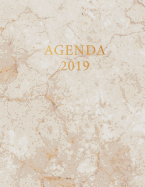 Agenda 2019: Semana Vista - Mrmol Blanco Y Oro - Organizador D?a Pgina Espaol - 52 Semanas Enero a Diciembre 2019
