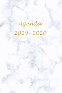 Agenda Scuola 2019 - 2020: Mensile - Settimanale - Giornaliera - Settembre 2019 - Agosto 2020 - Obiettivi - Rubrica - Orario Lezioni - Appunti - Priorit - Elegante effetto Marmo Bianco