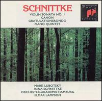 Alfred Schnittke: Violin Sonata No. 1; Canon; Gratulationsrondo; Piano Quintet - Irina Schnittke (piano); Mark Lubotsky (violin); Tamaz Batiashvili (violin); Ulrike Bauer-Wirth (harpsichord);...