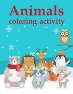Animals coloring activity: Christmas Book, Easy and Funny Animal Images