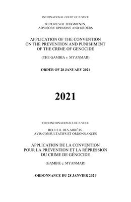 Application of the Convention on the Prevention and Punishment of the Crime of Genocide (The Gambia v. Myanmar): order of 28 January 2021 - International Court of Justice