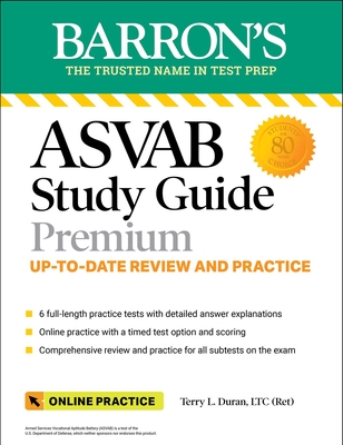 ASVAB Study Guide Premium: 6 Practice Tests + Comprehensive Review + Online Practice - Duran, Terry L