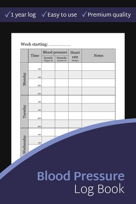 Blood Pressure Log Book: Spacious 2-Page Side-By-Side Format Tracking Journal, Daily AM/PM Home Monitor Book (Blood Pressure Diary) - Logbooks, Sweet Cherry