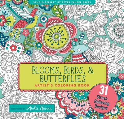 Blooms, Birds, & Butterflies Adult Coloring Book (31 Stress-Relieving Designs) - 