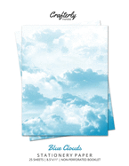 Blue Clouds Stationery Paper: Aesthetic Letter Writing Paper for Home, Office, Letterhead Design, 25 Sheets