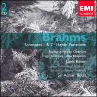 Brahms: Serenades Nos. 1 & 2; Haydn Variations; Academic Festival Overture; Tragic Overture; Alto Rhapsody - Janet Baker (mezzo-soprano); Men's Voices of the John Alldis Choir (choir, chorus); Adrian Boult (conductor)