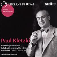 Brahms: Symphony No. 4; Schubert: Symphony No. 7 "Unfinished"; Beethoven: Leonore Overture No. 3 - Swiss Festival Orchestra; Paul Kletzki (conductor)