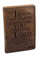 Christian Art Gifts Classic Journal I Know the Plans Jeremiah 29:11 Bible Verse, Inspirational Scripture Notebook, Ribbon Marker, Brown Faux Leather Flexcover, 336 Ruled Pages