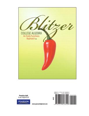 College Algebra: An Early Functions Approach, Books a la Carte Edition - Blitzer, Robert F