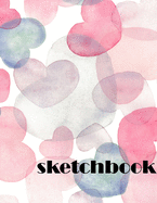 Colorful heart sketchbook: Colorful heart sketchbook for her- 8.5"x11" sketchbook 100 pages for teens, students, adult, painters, artists, writers, girlfriend, girls, for design doodling, painting, writing in ideas, drawing.