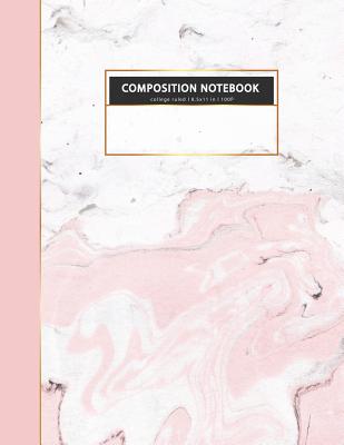 COMPOSITION NOTEBOOK College ruled l 8.5x11 in l 100 P: White MARBLE pink gold women notes book - Vara, Emmily