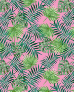 Composition Notebook Tropical Green Leaves: Pink Pattern Blank Lined Notebook, 120 Pages, 8x10