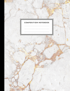 Composition Notebook: White Marble and Shiny Gold Inlay, Journal for Girls, Kids, School, Students and Teachers (College Ruled 8 x 10, 100 pages)