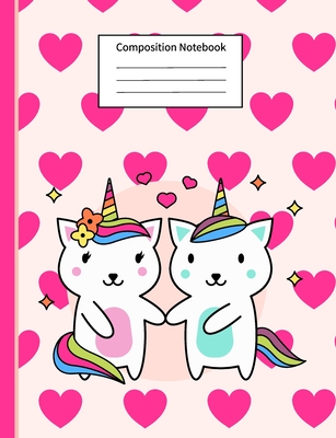 Composition Notebook: Wide Ruled Cute Caticorn Journal & Exercise Book for Girls, Teens, Kids, Primary School Students for Home or School - Books, Rocket Studio