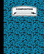 Composition: Shark Light Blue Marble Composition Notebook Wide Ruled 7.5 X 9.25 In, 100 Pages Book for Boys and Girls, Kids, School, Students and Teachers