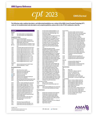 CPT 2023 Express Reference Coding Card: Oms/Dental - American Medical Association