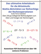 Das ultimative Arbeitsbuch zur Reihenfolge der Rechenoperationen in der Mathematik fr die Mittelstufe: Fr Kinder im Alter von 11 bis 14 Jahren, behandelt die Reihenfolge von Klammern, Multiplikation, Division, Addition und Subtraktion