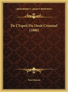 De L'Esprit Du Droit Criminel (1880)