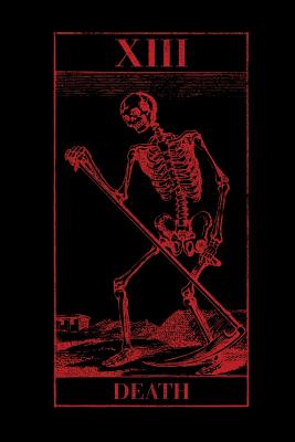 Death: Vintage Death Tarot Card - Red College Ruled Lined Pages - Black Magick Journals