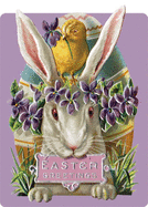 Easter Rabbit with Purple Flowers Blank Easter Card