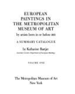 European Paintings in the Metropolitan Museum of Art: A Summary Catalogue