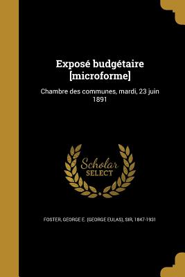 Expose Budgetaire [Microforme] - Foster, George E (George Eulas), Sir (Creator)