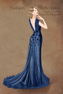 Fashion Sketchbook Figure Drawing Poses for Designers: Fashion sketch templates with 1930 vintage style blue dress illustration with stars