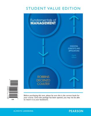 Fundamentals of Management: Essential Concepts and Applications, Student Value Edition - Robbins, Stephen P, and De Cenzo, David A, and Coulter, Mary