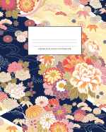 Genkouyoushi Notebook: Kanji Practice Notebook & Paper & Workbook & Book, Japanese Writing Practice Book & Notetaking of Kana and Kanji Characters, Composition Notebook, 8' x 10', 200 squares each.5", 110 pages, Japanese Flowers coverings