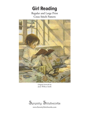 Girl Reading Cross Stitch Pattern - Jessie Willcox Smith: Regular and Large Print Cross Stitch Chart - Stitchworks, Serenity