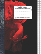 Graph Paper Composition Notebook: 110 Pages - Quad Ruled 4x4 - 8.5" x 11" Red Wish-Fulfilling Fish Large Notebook with Grid Paper - Math Notebook For Students