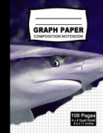Graph Paper Composition Notebook: Beautiful 8.5 x 11 inch Quad Ruled 4 x 4 square grid journal four squares per inch graphing paper, (Notebooks for Math and Science School and College students) - Cute Shark Notebook (Office & School Essentials)