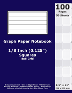 Graph Paper Notebook: 0.125 Inch (1/8 in) Squares; 8.5" x 11"; 21.6 cm x 27.9 cm; 100 Pages; 50 Sheets; 8x8 Quad Ruled Grid; White Paper; Red Glossy Cover; Journal