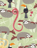 Graph Paper Notebook: Quad Ruled Graphing Paper, 200 Pages, Hanging Sloth In a Jungle (8.5x11)