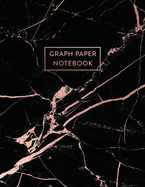 Graph Paper Notebook: Smooth Black Marble and Rose Gold - 8.5 x 11 - 5 x 5 Squares per inch - 100 Quad Ruled Pages - Cute Graph Paper Composition Notebook for Children, Kids, Girls, Teens and Students (Math and Science School Essentials)